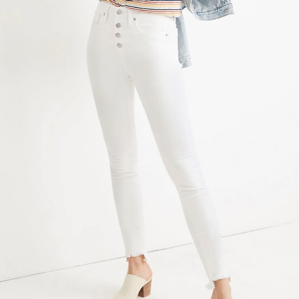 10" High-Rise Skinny Jeans in Pure White: Step-Hem Edition